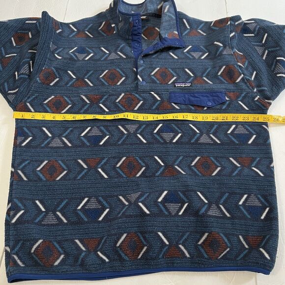 Patagonia Mens Synchilla Aztec Snap-T Fleece Pullover Lifecycle Glass Blue L - Picture 5 of 7
